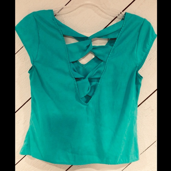 Express Blouse With Back Ties ~ Green ~ XS - Picture 2 of 3